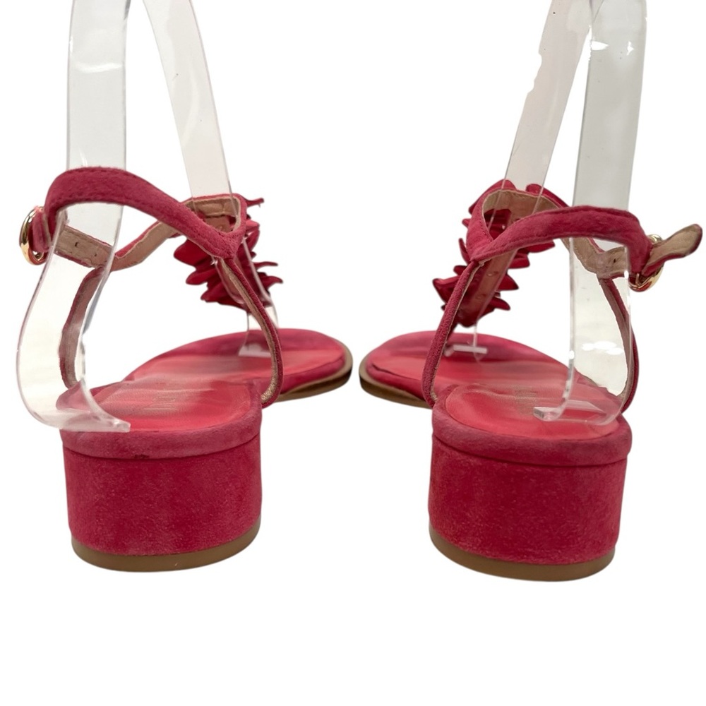 Jack Rogers Fuchsia Pink Suede Block Heel Floral T Strap Sandals Women’s 7.5 - Picture 8 of 14